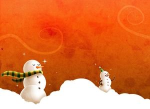 Mic om de zăpadă în șablonul ppt festive roșu de zăpadă