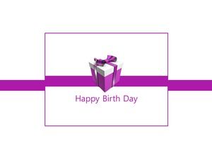 Szczęśliwy dzień urodzenia fioletowy szablon pudełko urodziny motyw ppt szablon