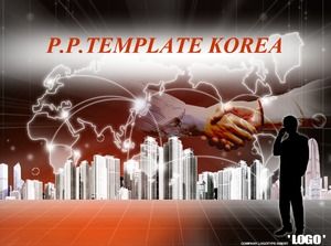 Plantilla de ppt empresarial de textura de cooperación comercial global