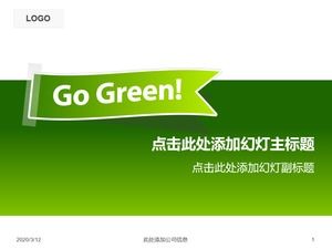 Tema ambiental etiqueta-verde proteção ambiental modelo simples e claro de ppt