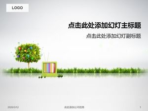 Modelo de ppt de tema ambiental verde de árvore de maçã de cor