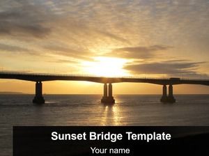 Pôr do sol sobre o modelo de ppt de negócios de ponte marítima