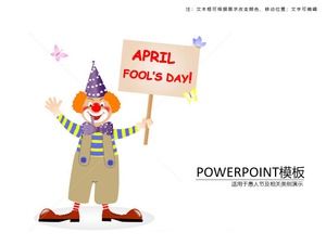 Clown memegang kartu, 1 April, April Fools Day, ppt template