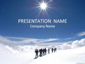 Equipe de alpinismo escalada neve montanha trabalho em equipe negócios modelo ppt