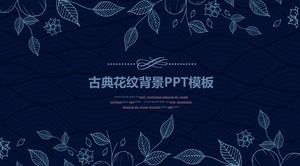 Szablon PPT niebieski klasyczny wzór liścia do pobrania za darmo