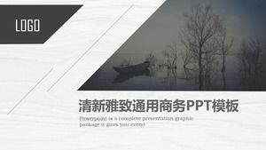 Szary elegancki łódkowaty jeziorny tło prezentaci biznesowej PPT szablon