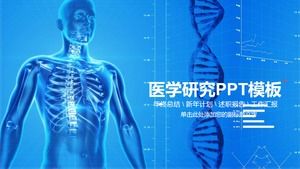 Blue human structure background medical research report ppt template