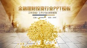 Kota emas membangun latar belakang pohon uang template PPT manajemen keuangan