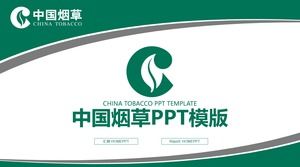 Çin tütün PPT şablonu ile yeşil ve gri