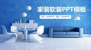 Modèle PPT de design d'intérieur de style minimaliste moderne de ton bleu