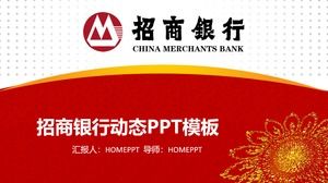 Téléchargement gratuit du modèle PPT de rapport de travail dynamique de la China Merchants Bank