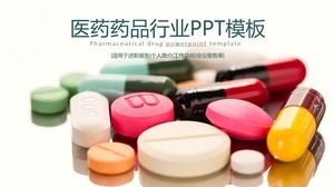 Modelo de PPT da indústria farmacêutica no fundo de comprimidos e cápsulas