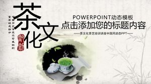 Plantilla de PPT de tema de cultura de té de estilo chino de tinta