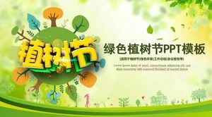 Sevimli yeşil ağaç dikimi festival PPT şablonu