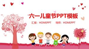PPT шаблон на детский день на розовом фоне мультфильма для детей