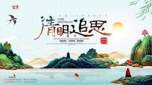Zarif "Ching Ming Ching" Qingming Festivali PPT şablonu