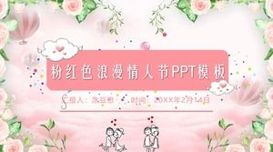 Sevgililer günü PPT şablonu romantik pembe çiçek elbise