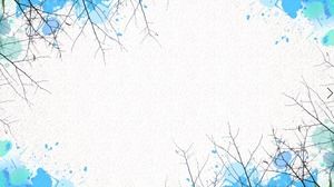 Hermosa imagen de fondo azul PPT rama de acuarela