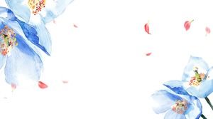 Синий красивый акварельный цветок PPT фоновый рисунок