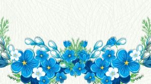 Четыре голубых Хан Фан цветочные PPT фоновые рисунки