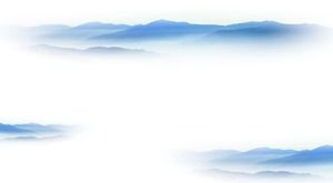 山と雲の2つのエレガントで簡潔なPPT背景画像