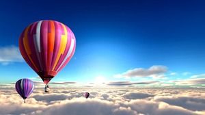 空の熱気球PPT背景画像