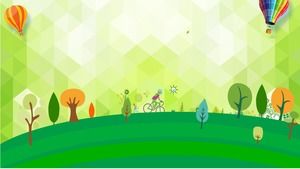 Four green polygon cartoon PPT background pictures