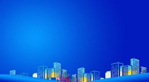 蓝色城市剪影背景的两个业务PPT背景图像