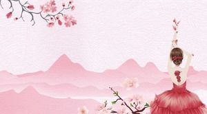 ピンクの美しいダンスガールPPT背景画像