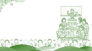 绿色手绘教室PPT背景图片