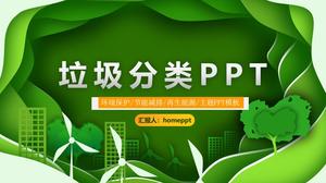 Grüne PPT-Vorlage für die Klassifizierung von frischem Müll