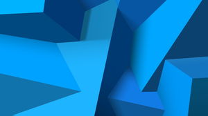 青い不規則な三次元ポリゴンPPT背景画像