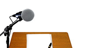 Microphone microphone table de conférence diapositive diapositive image d'arrière-plan