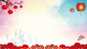 Pflaumenlaterne Xiangyun Frühlingsfest Neujahr PPT Hintergrundbild