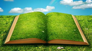 Imagine de fundal PPT a cărților acoperite de plante verzi