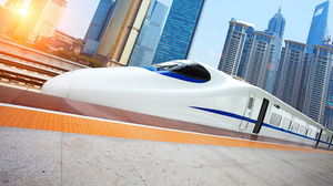 Gambar latar belakang PPT dari kereta berkecepatan tinggi bergerak dengan kecepatan tinggi