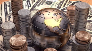 Gambar latar belakang PPT globe koin dolar