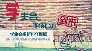 Die neue PPT-Vorlage des Studentenwerks auf dem Hintergrund des gemauerten Fahrrads