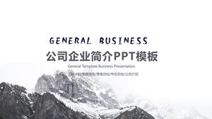 Template PPT profil perusahaan dengan latar belakang gunung yang tinggi