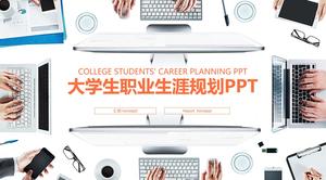 Plantilla PPT de planificación de carrera de estudiantes universitarios en el fondo de la oficina