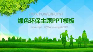Modelo de PPT verde tema plano de estilo de proteção ambiental baixo