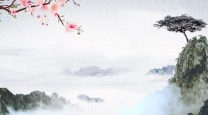 7つのインクと洗濯風景古典的な中国風PPT背景画像
