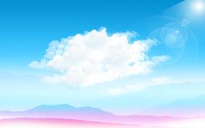 Imagine de fundal PPT de cer albastru și nori albi munți violet