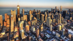 ヨーロッパとアメリカの日没海岸都市建築のPPT背景画像