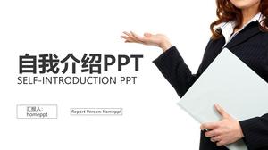 Selbsteinführungs-PPT-Vorlage des Angestellten-Fotohintergrunds