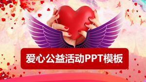 Amo o modelo de caridade PPT em fundo vermelho amor