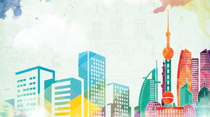 Farbmode-Stadtschattenbild-PPT-Hintergrundbild