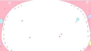 Cinq images de fond de bordure PPT dessin animé mignon rose
