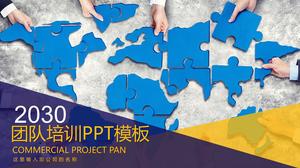 Template courseware PPT untuk pelatihan tim perusahaan tentang latar belakang teka-teki biru