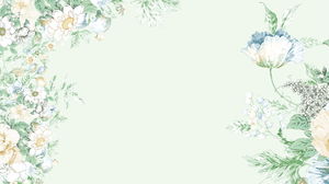 2つの緑の新鮮で美しいフラワーアートPPT背景画像